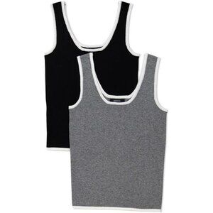 2 Pack Tank Top for Women Summer Sleeveless Scoop Neck Ribbed Knit Color Block